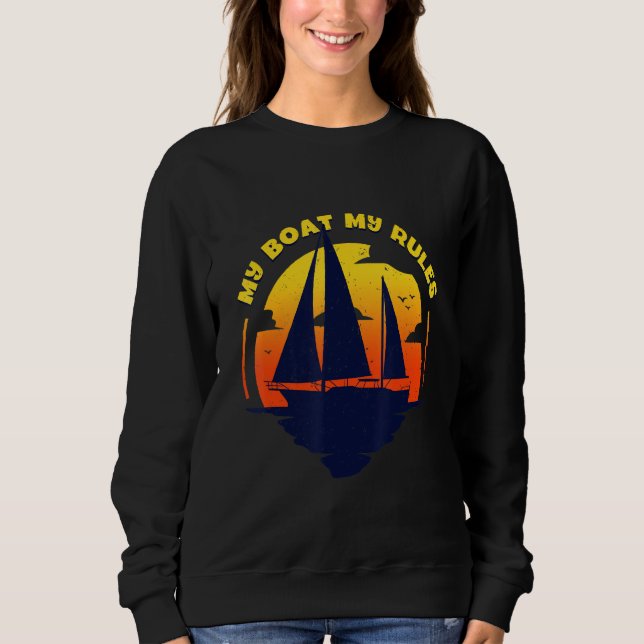 Sudadera Mi barco mis reglas Capitán Pontón en Bote (Anverso)