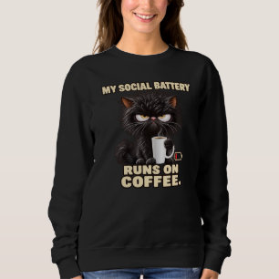 Sudadera Mi batería social funciona con café divertido suda