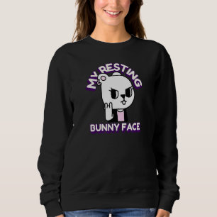 Sudadera Mi conejito en reposo cara lindo rebelde morado ro