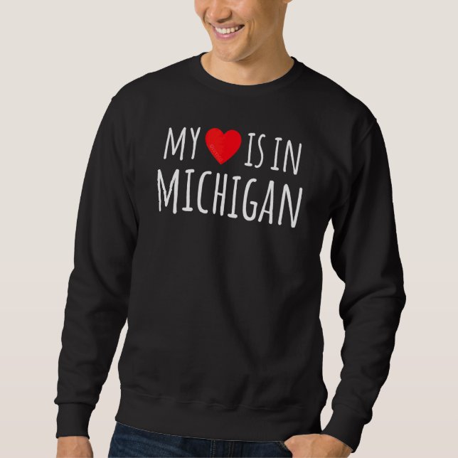 Sudadera Mi Corazón Está En Michigan, Un Estado Americano C (Anverso)