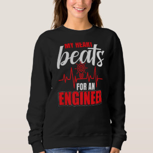 Sudadera Mi Corazón Golpea A Una Ingeniera Mujer Esposa Eng