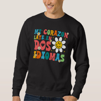 Sudadera Mi Corazon Late En Dos Idiomas Bilingual Spanish T