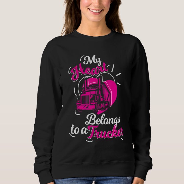 Sudadera Mi Corazón Pertenece A Un Camionero Chica (Anverso)