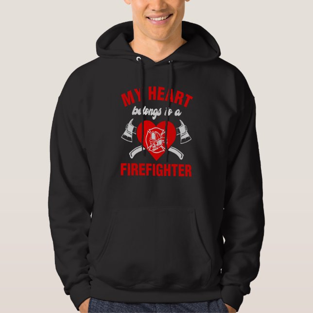 Sudadera Mi corazón pertenece a una esposa de bombero marid (Anverso)