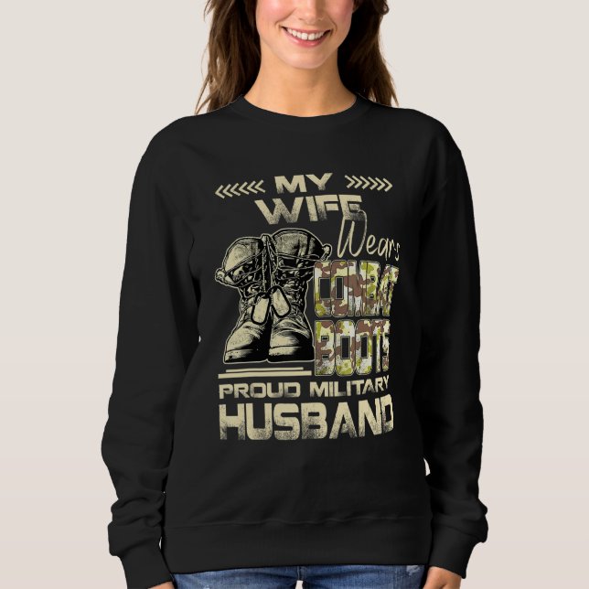Sudadera Mi esposa lleva botes de combate Orgulloso Esposo  (Anverso)