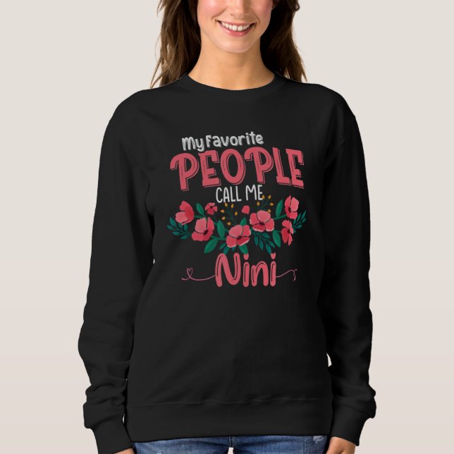 Sudadera Mi Gente Favorita Me Llama Nini Grandma Floral Mot (Anverso)