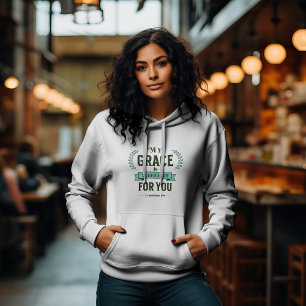 Sudadera Mi Gracia es Suficiente Escritura Verde Azulado