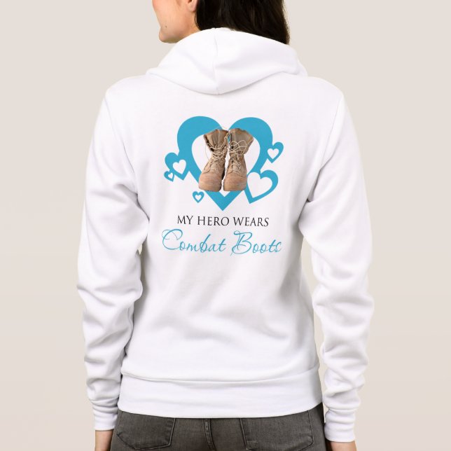 Sudadera Mi héroe lleva botas de combate (Reverso)