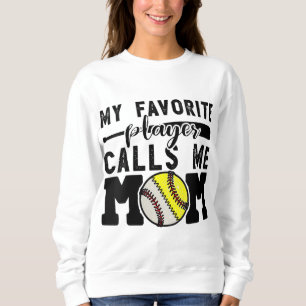 Sudadera Mi jugador favorito me llama mamá Béisbol Softball