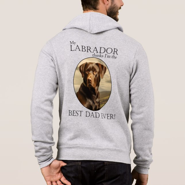 Sudadera Mi labrador chocolate piensa que soy el mejor papá (Reverso)