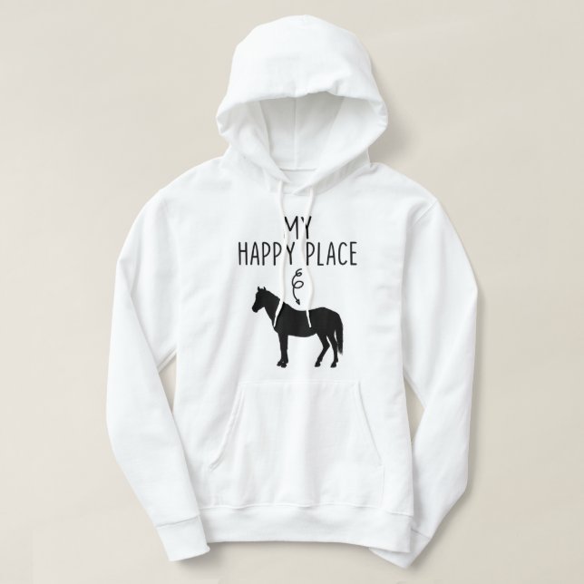 Sudadera Mi lugar feliz de los regalos de los caballos de l (Diseño del anverso)