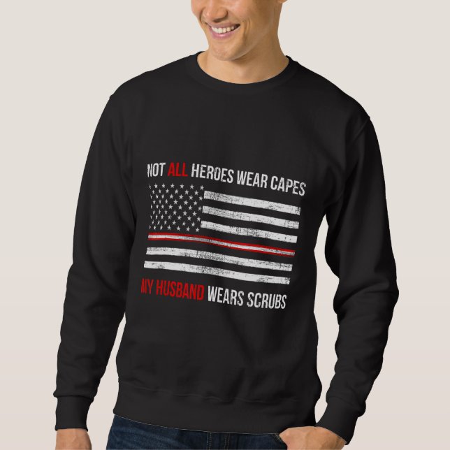 Sudadera Mi marido usa escudos para enfermar de cuidado de  (Anverso)