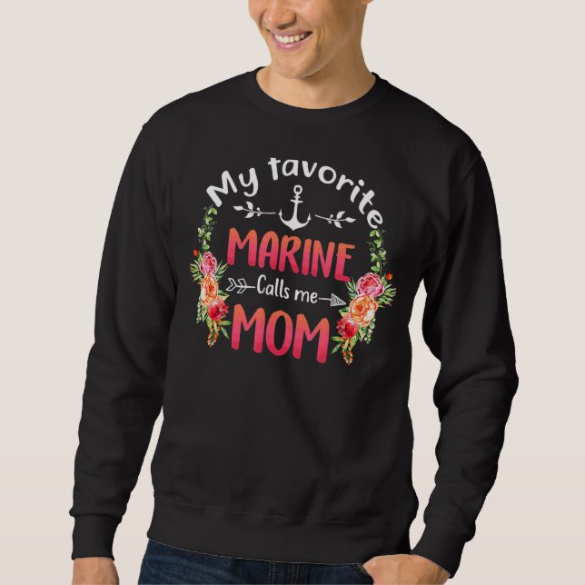 Sudadera Mi marine favorito me llama mamá Flor militar Mo (Anverso)