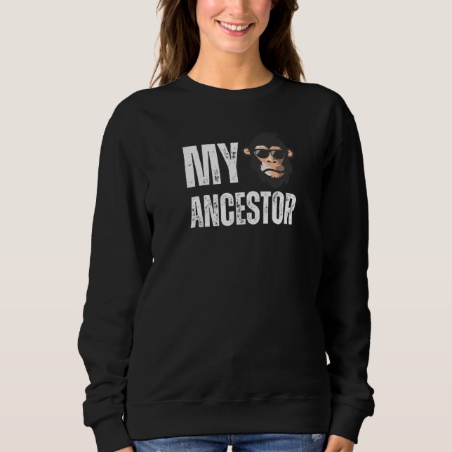 Sudadera Mi mono ancestro chimpancé divertido auténtico imp (Anverso)