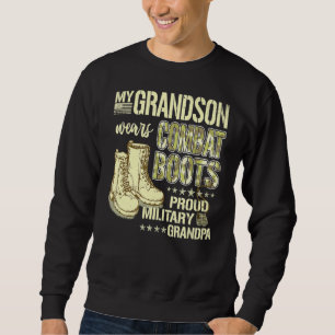 Sudadera Mi nieto usa botes de combate Orgulloso Gran Milit