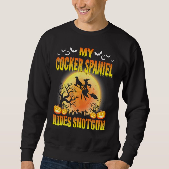 Sudadera Mi perro Cocker Spaniel anda de copiloto Feliz Hal (Anverso)