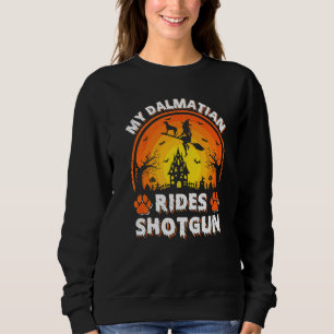 Sudadera Mi perro dálmata monta con la bruja escopeta Hallo