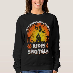Sudadera Mi perro Elkhound noruego monta bruja escopeta Hal