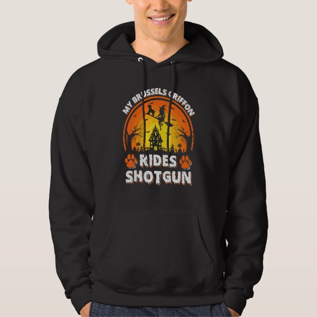 Sudadera Mi perro Griffon de Bruselas monta escopeta de bru (Anverso)