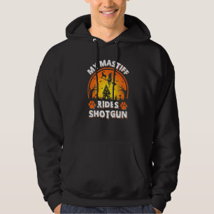Sudadera Mi perro mastín pasea con bruja con escopeta Hallo