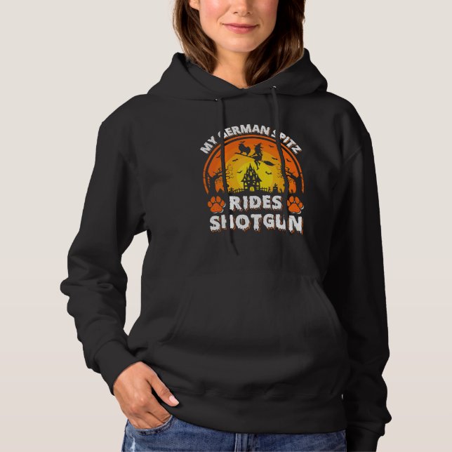Sudadera Mi perro Spitz alemán monta escopeta de bruja Hall (Anverso)