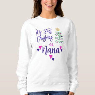Sudadera Mi Primera Navidad Como Nana Purple Pink Hearts Tr