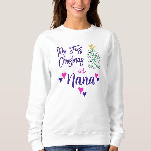 Sudadera Mi Primera Navidad Como Nana Purple Pink Hearts Tr (Anverso)