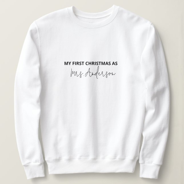 Sudadera Mi primera Navidad como Sra. Custom name Women's (Anverso del diseño)