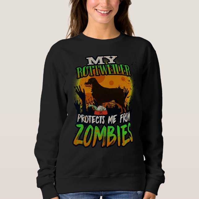 Sudadera Mi Rottweiler Me Protege De Zombies Rottweile (Anverso)