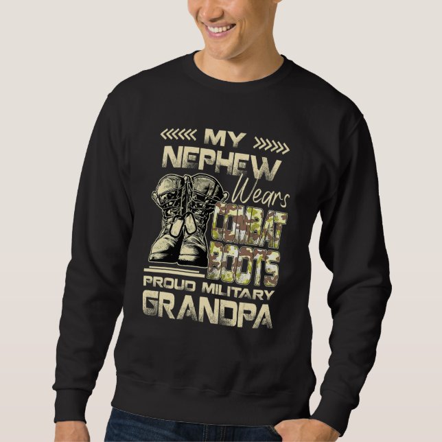 Sudadera Mi sobrino usa botes de combate orgullosos abuelit (Anverso)