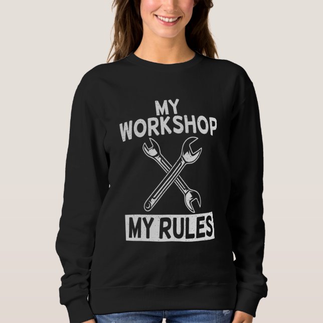 Sudadera Mi taller Mi mecánico de reparación de reglas (Anverso)