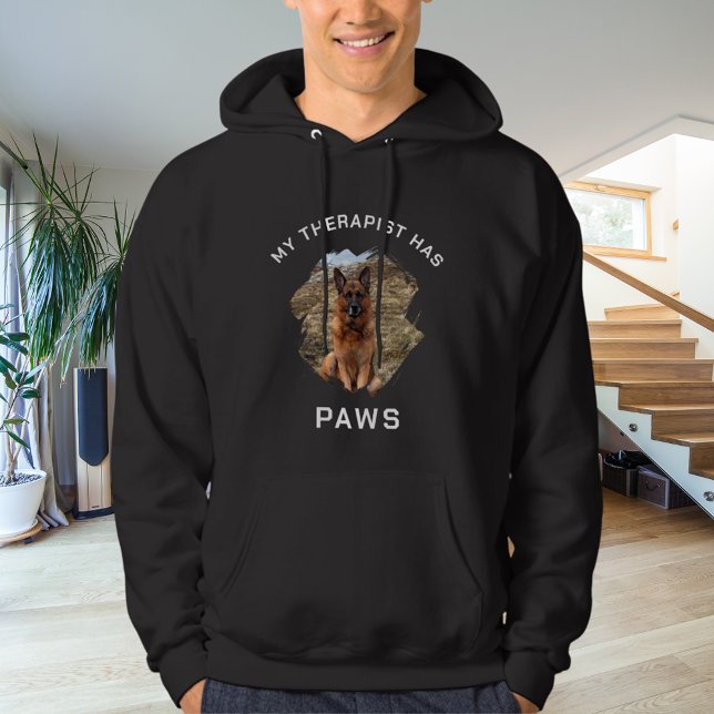 Sudadera Mi terapeuta tiene una foto de perro con patas neg (Subido por el creador)