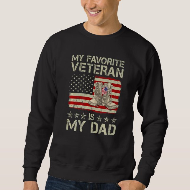 Sudadera Mi Veterano Favorito Es Mi Padre Combate Boots Ame (Anverso)