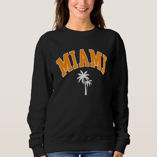 Sudadera Miami Beach MIA Florida Palm Trees USA College Fon (Anverso)