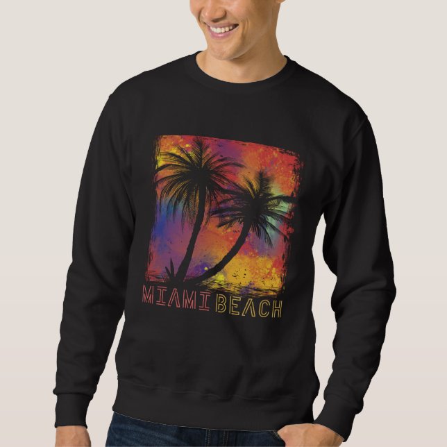 Sudadera Miami Beach Palm trees Florida Vacation Beach Ocea (Anverso)