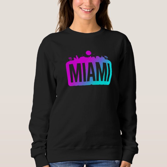 Sudadera Miami  Bold Skyline Ciudad Vaporwave (Anverso)