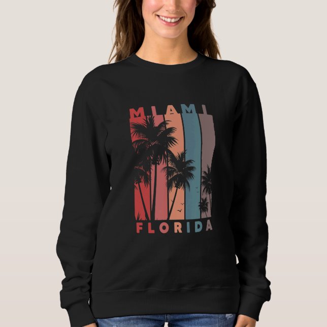Sudadera Miami Florida Palm Trees Beach Ret de vacaciones d (Anverso)