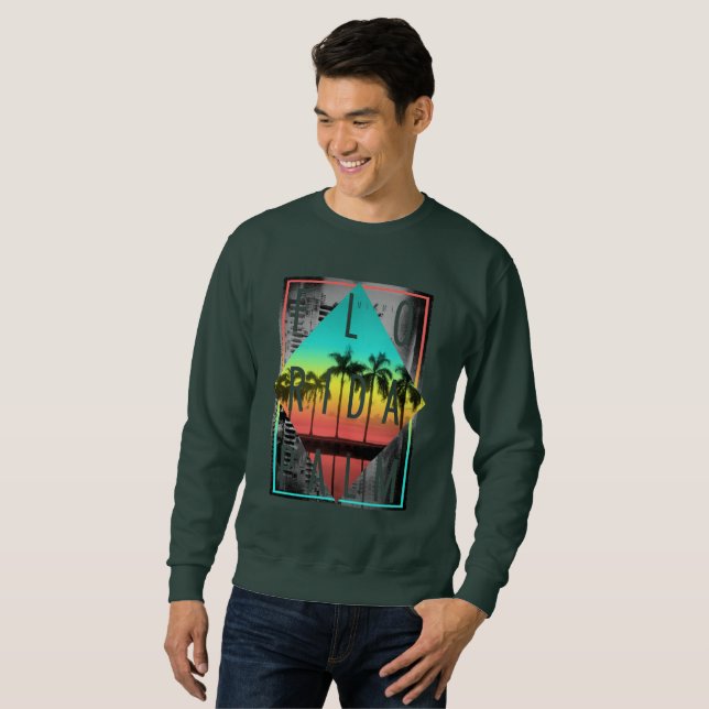 Sudadera Miami Florida, Palmeras al Atardecer, (Anverso completo)