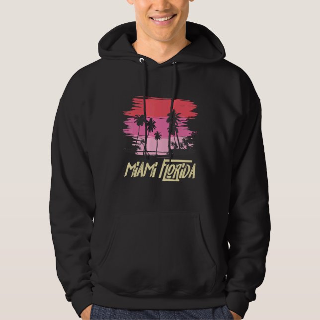 Sudadera Miami Florida Skyline Palm Trees Retro Miami Beach (Anverso)