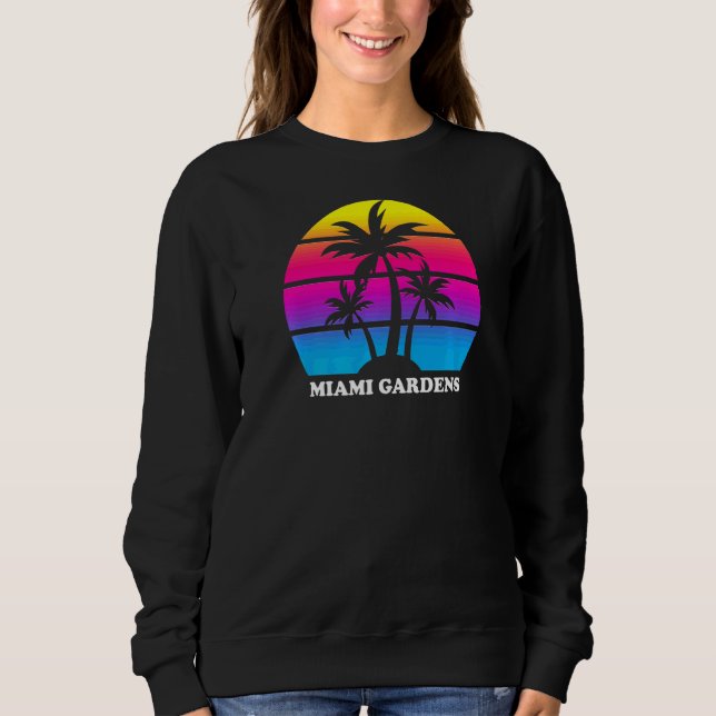 Sudadera Miami Gardens Florida Retro Palm Tree Sunset Vacat (Anverso)