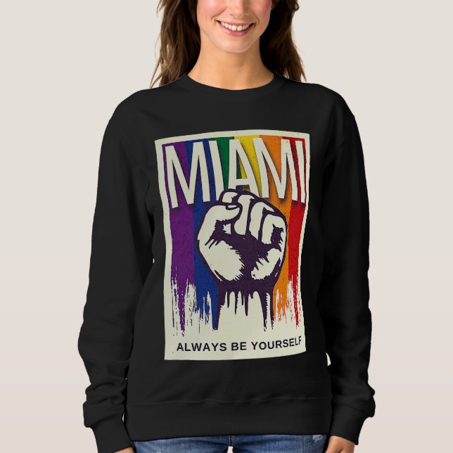 Sudadera Miami LGBTQ Pride Rainbow Flag Resist Fist Proud L (Anverso)