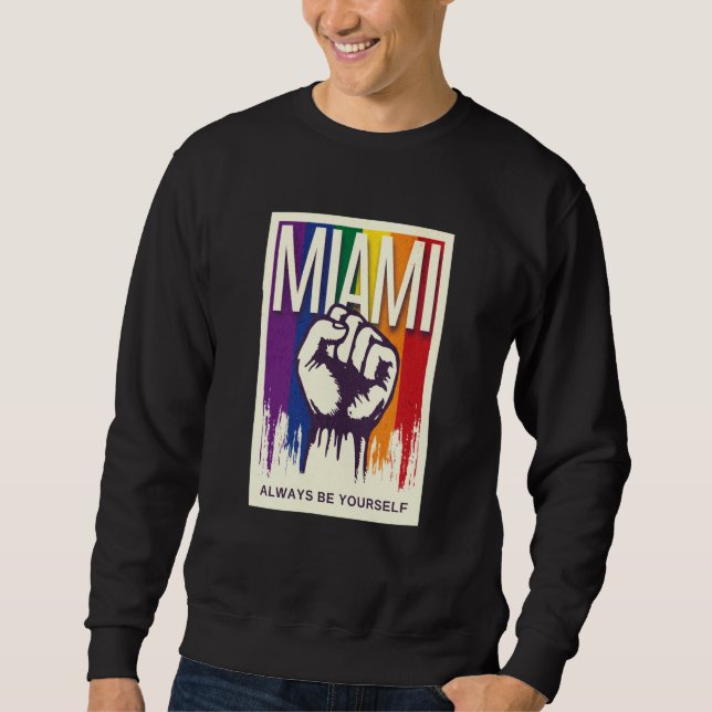 Sudadera Miami LGBTQ Pride Rainbow Flag Resist Fist Proud L (Anverso)