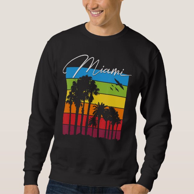 Sudadera Miami Souvenir Florida City Palm Tree Beach Vacati (Anverso)