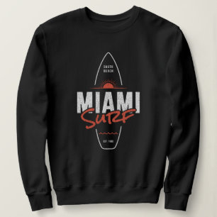 Sudadera Miami Surf – Diseño de tabla de surf vintage con p