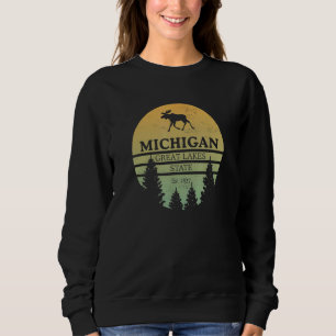 Sudadera Michigan Great Lakes State Moose Tree Silhouette S