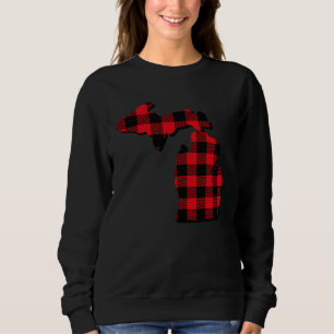 Sudadera Michigan Navidades Red Plaid State map Sweatshirt
