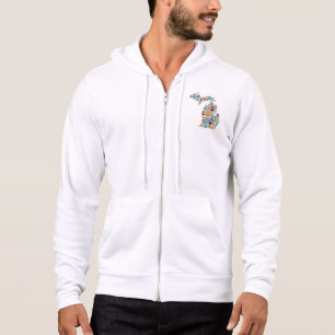 Sudadera Michigan Paw imprime la capucha de zip-up masculin