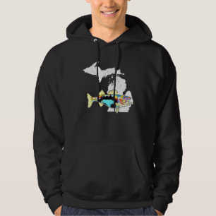 Sudadera Michigan Walleye Pescando Muro de pescadores de ag