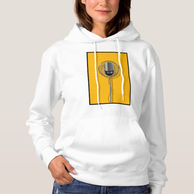 Sudadera Micrófono Retro sobre Amarillo Intenso (Anverso)