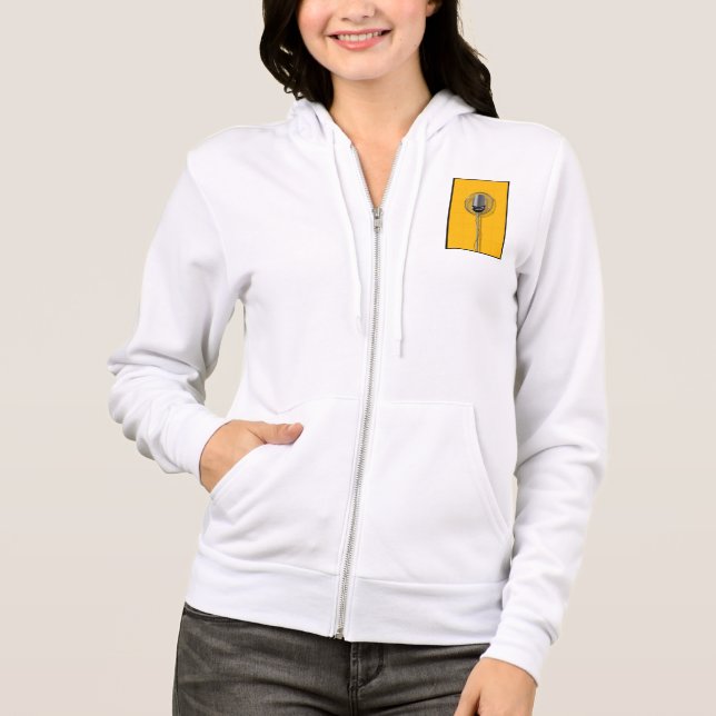Sudadera Micrófono Retro sobre Amarillo Intenso (Anverso)
